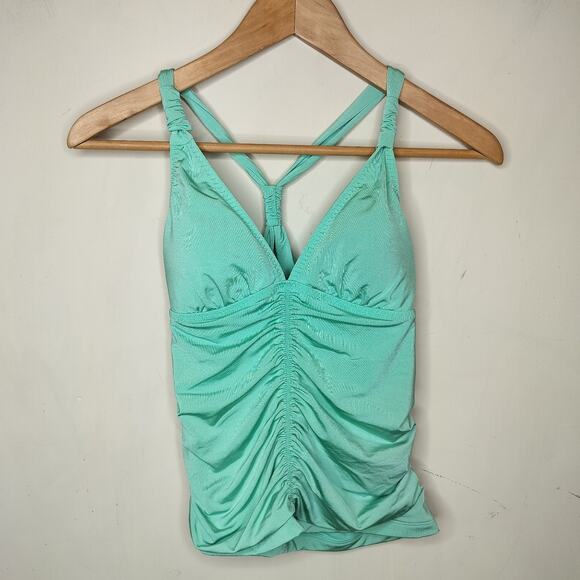 Athleta Aqualuxe Tankini Swim Top Seafoam Tie Back - Picture 1 of 8